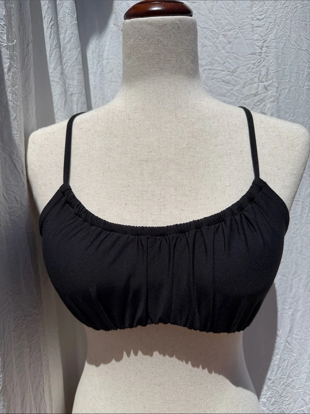CALIA by Carrie Underwood Black Ruched Crop Bikini Top Small